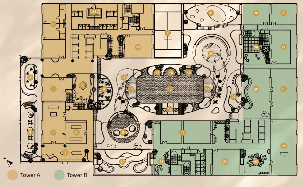 Landscaped Level 11 facility plan supporting inclusive green spaces