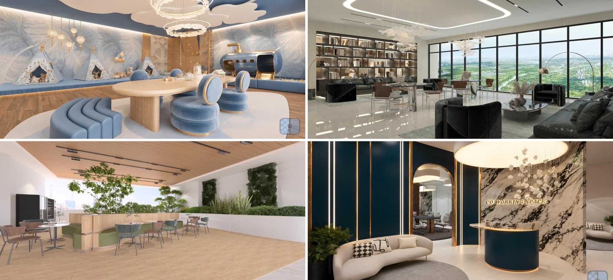 Co-office, study and social spaces artist impressions